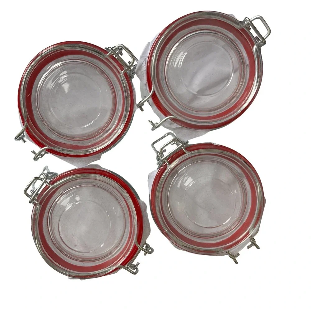 Gibson General Store 4-Piece Jar Set 22 Oz Clear Glass Farmhouse Cottage NIB